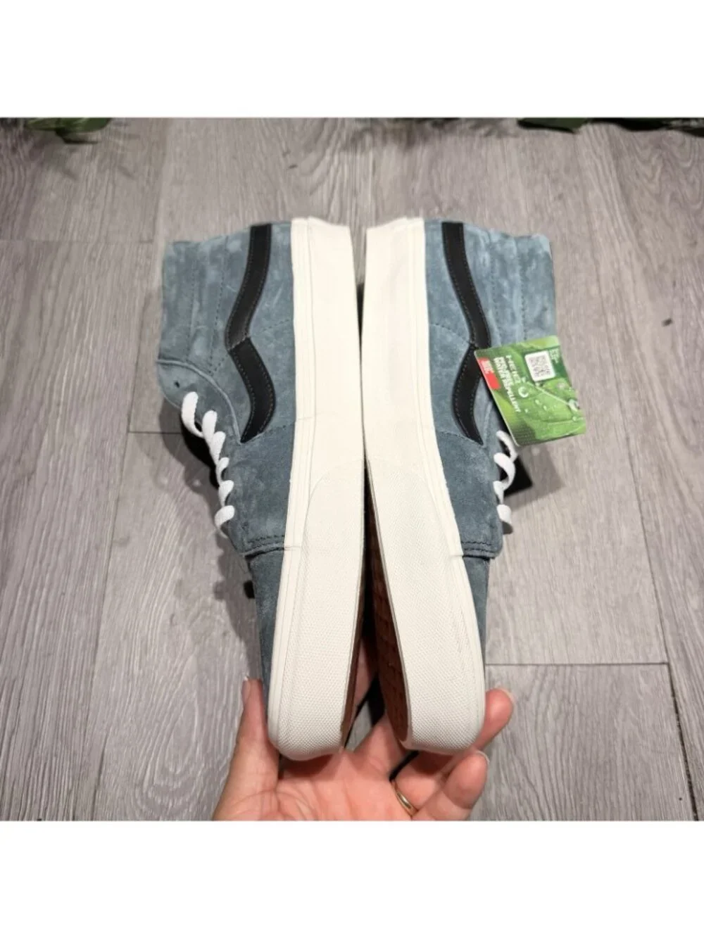 Vans Pig Skin Old Skool Mid Grape Leaf Water Repellent Teal Size 10.5